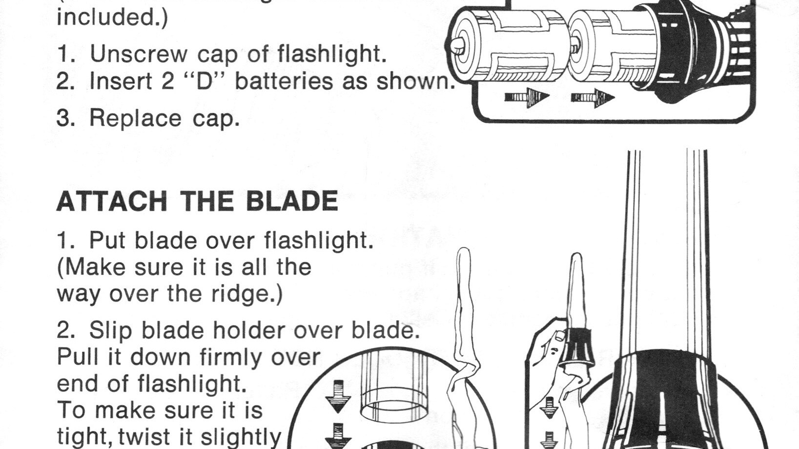 Kenner Toy Lightsaber Instructions