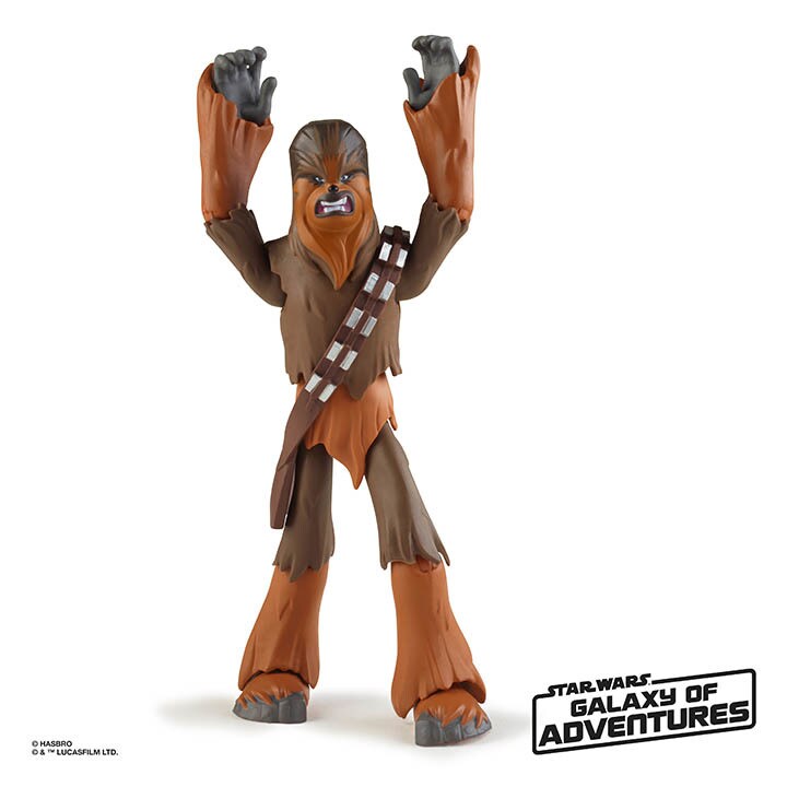 A stylized action figure of Chewbacca,from the Galaxy Adventures line.
