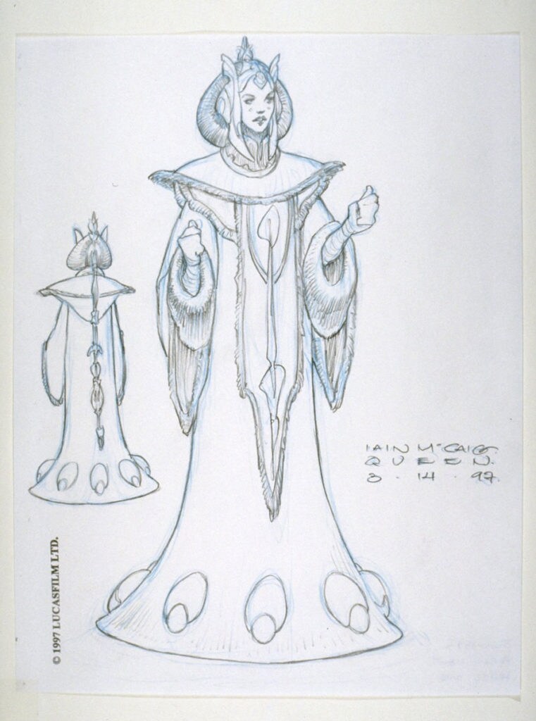 Queen Amidala throne gown sketch