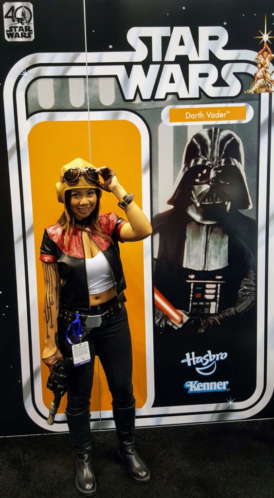 Cosplayer Ann Campea dressed as Doctor Aphra.