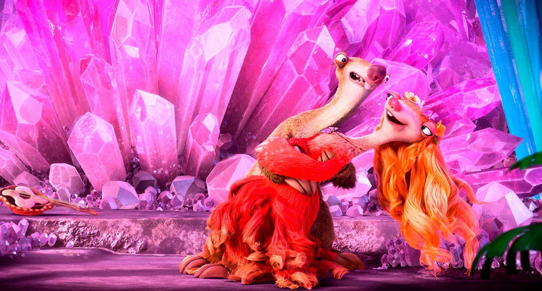 Actors John Leguizamo (as Sid) and Jessie J (as Brooke) in the movie "Ice Age: Collision Course"