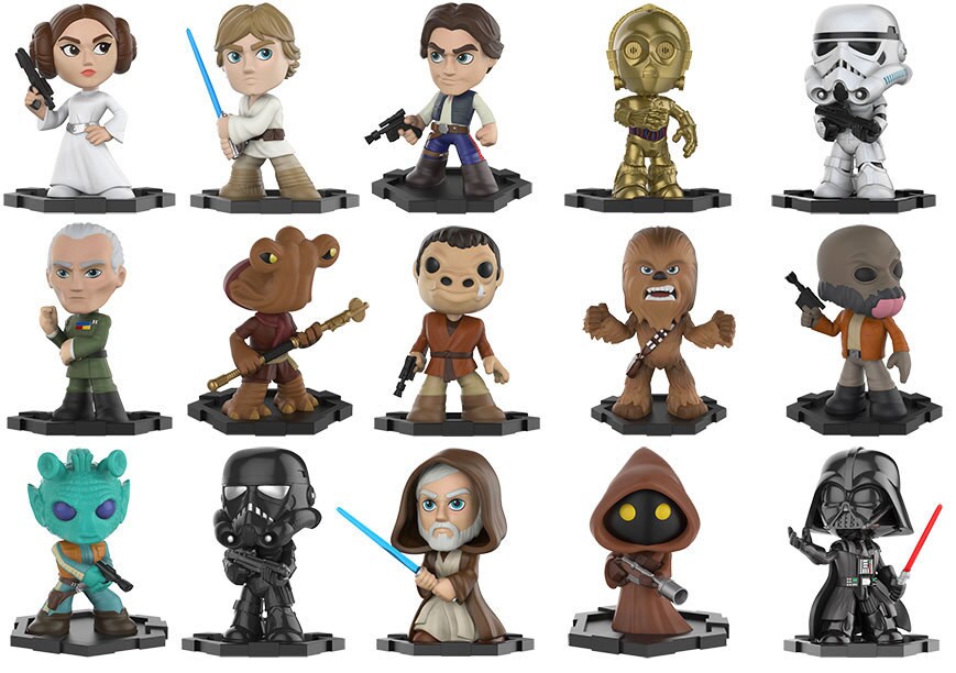 A display of Funko Star Wars Mystery Minis.