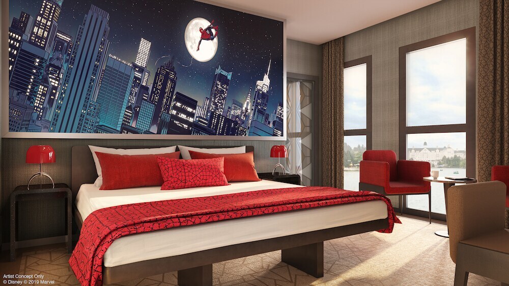 spider-man themed hotel room concept art