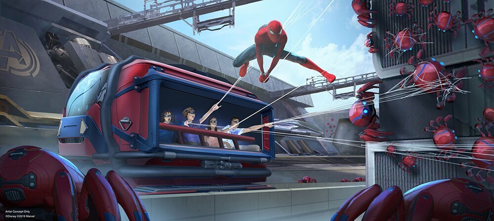 Concept Art from inside the WEB attraction, helping Spider-Man collect Spider Bots