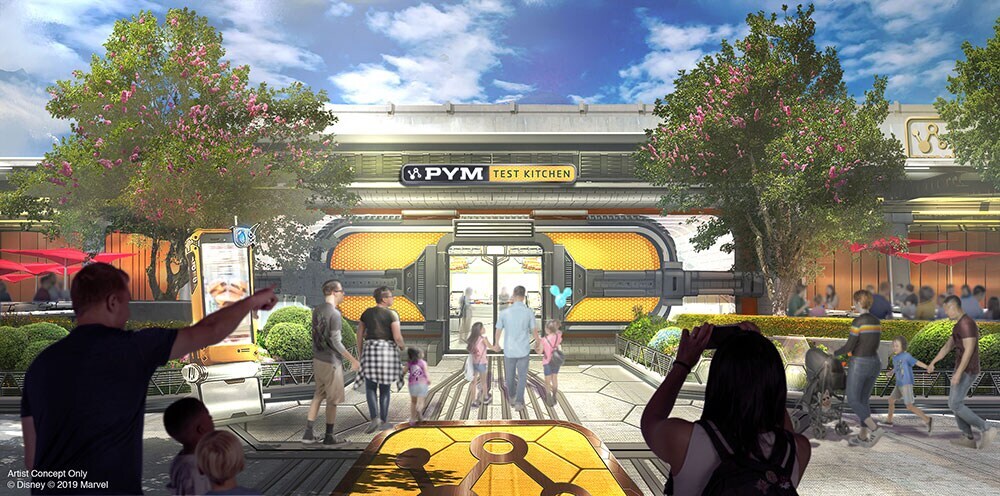 Concept Art for the Pym Test Kitchen Eatery that will be in the Super Hero-themed land