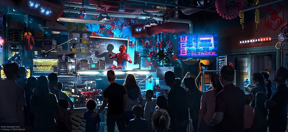 Concept Art for Worldwide Engineering Brigade, an attraction featuring Spider-Man