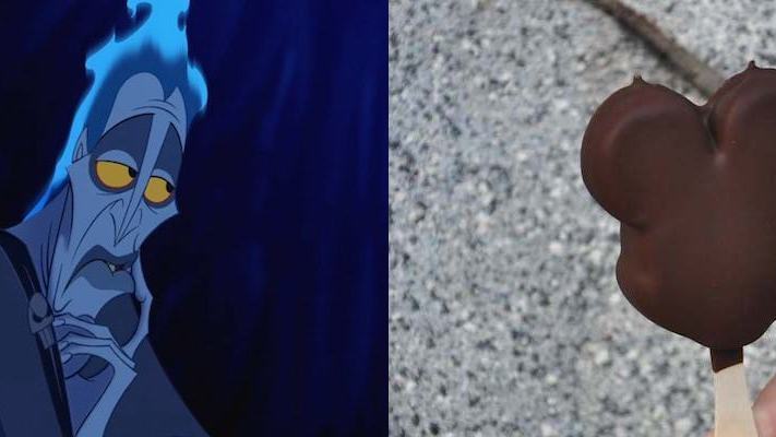 Hades from Hercules and a Mickey Mouse shaped ice cream bar.