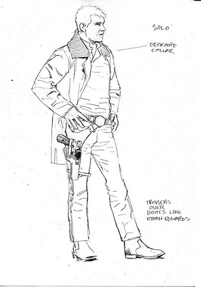 Concept sketch of Han Solo from Star Wars: The Force Awakens, from the book Star Wars Icons: Han Solo.