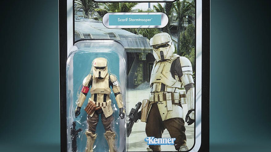 A Scarif trooper from the Hasbro Vintage Collection.