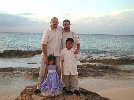 The family and a day at the beach soon after the adoption.