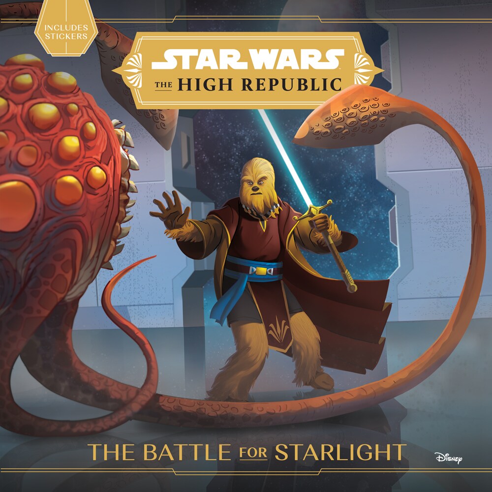 Star Wars: The High Republic: The Battle for Starlight cover featuring Burryaga battling a rathtar.