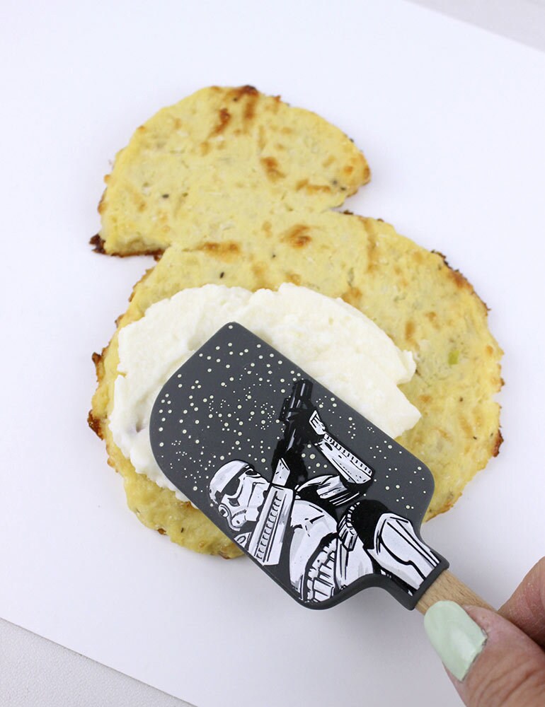 BB-8 Cauliflower Toast spread cheese