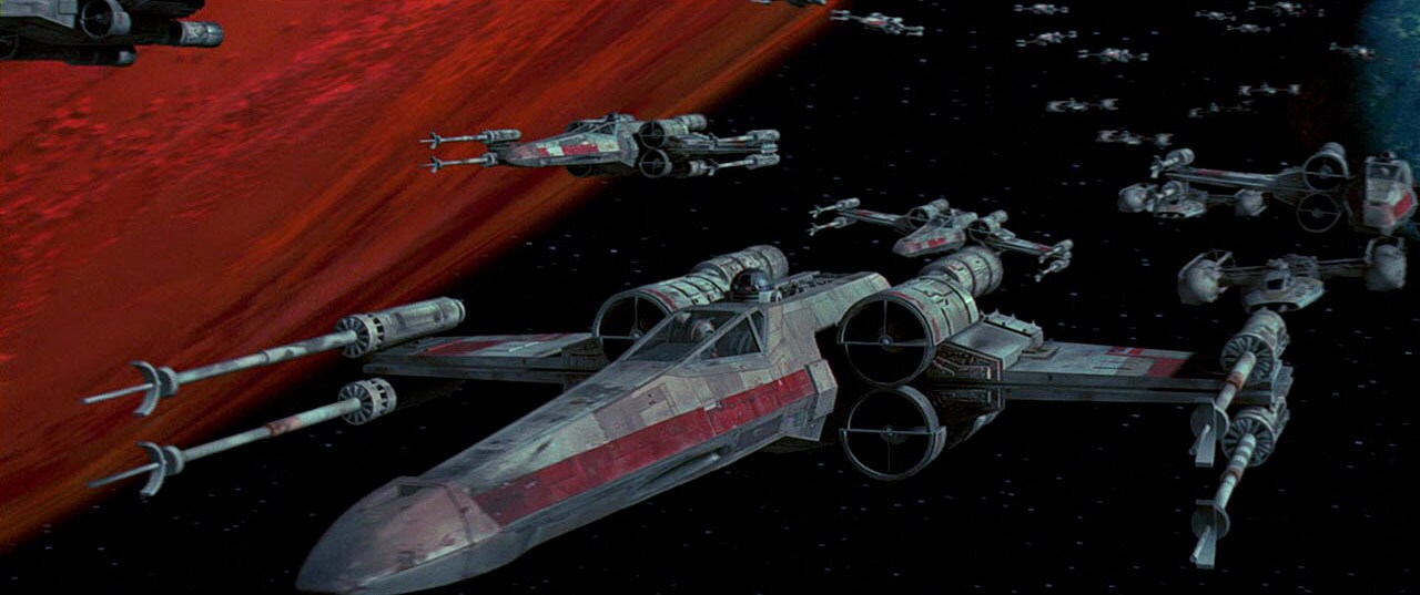 X-Wing's flying to the Death Star