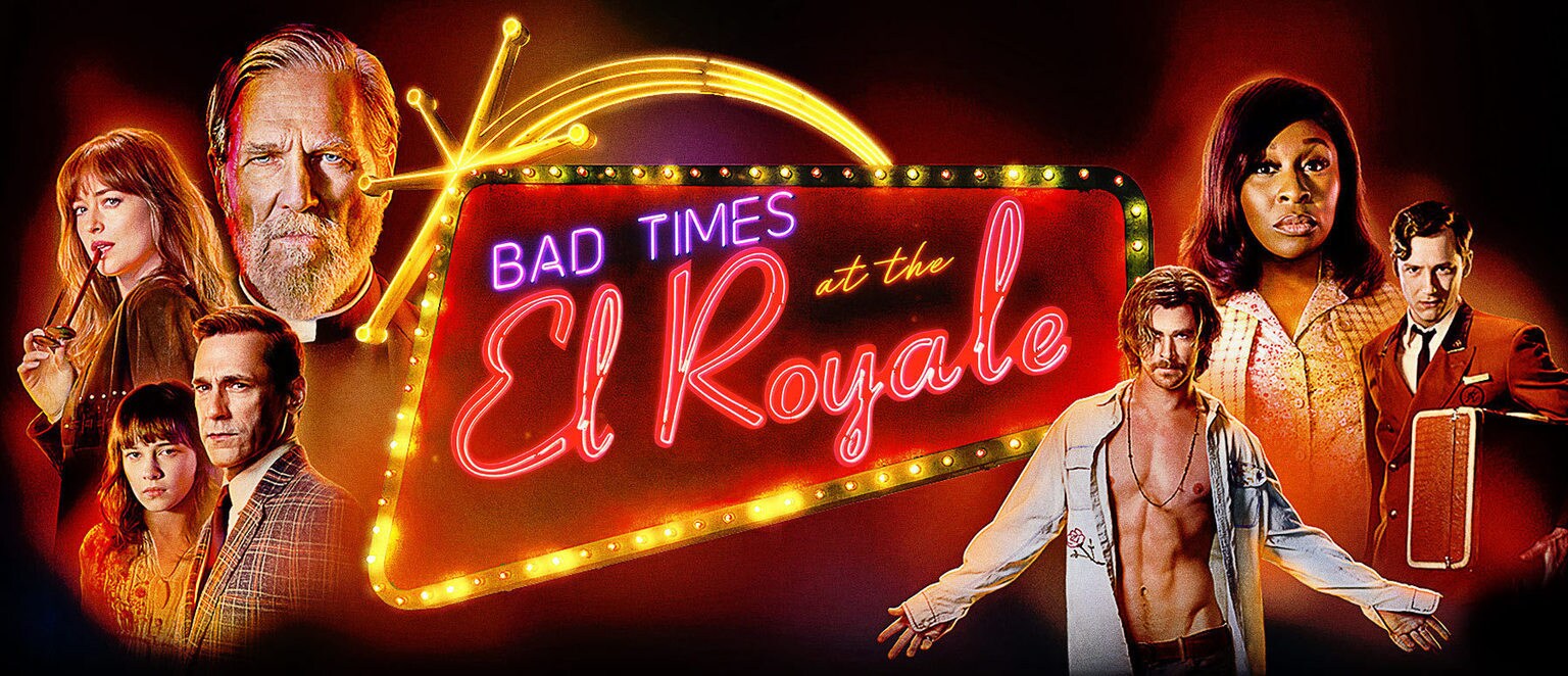 Image of various characters from the movie "Bad Times at the El Royale"