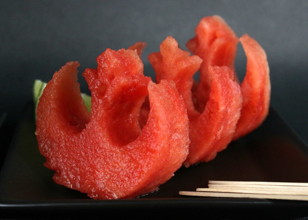Rebel Alliance Chili-Lime Melon Pops made out of watermelon and shaped in the image of the Rebellion insignia.