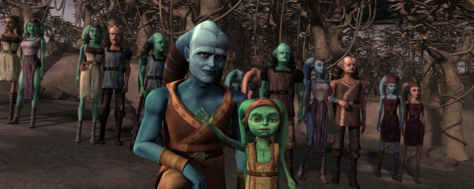 Numa, a Twi'lek child, and several other Twi'leks in an episode of The Clone Wars.