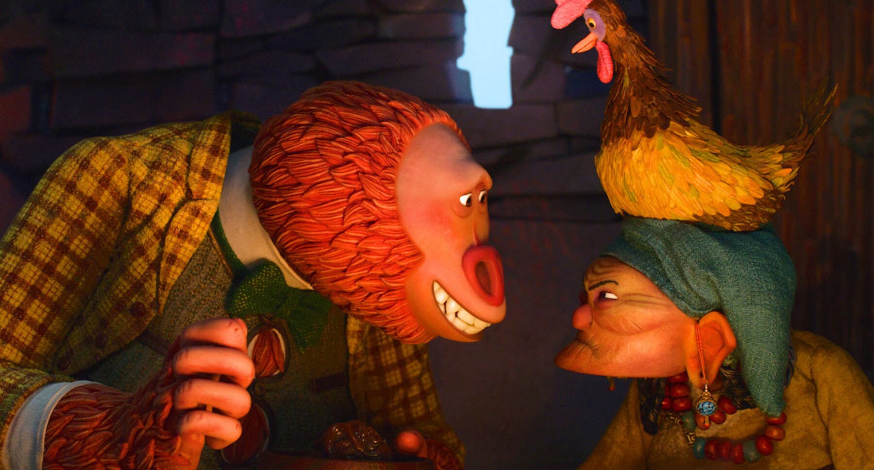 Actor Zach Galifianakis (as Mr. Link) smiling at another character in the movie "Missing Link"