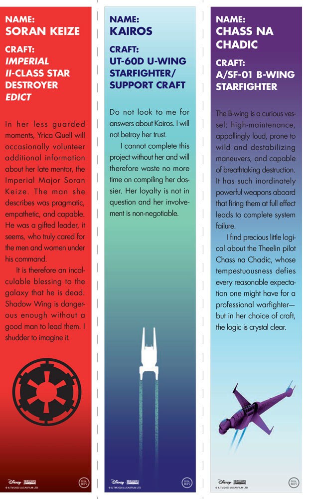 Star Wars: Shadow Fall character bookmarks