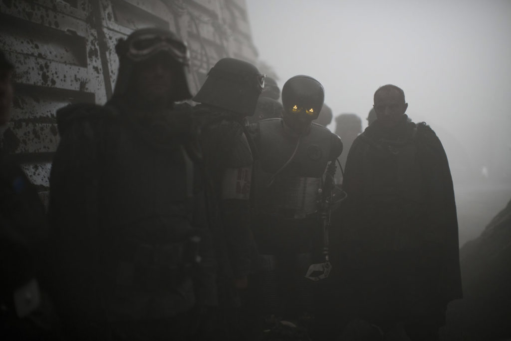 Imperial forces stand in a fortified trench in Solo: A Star Wars Story.