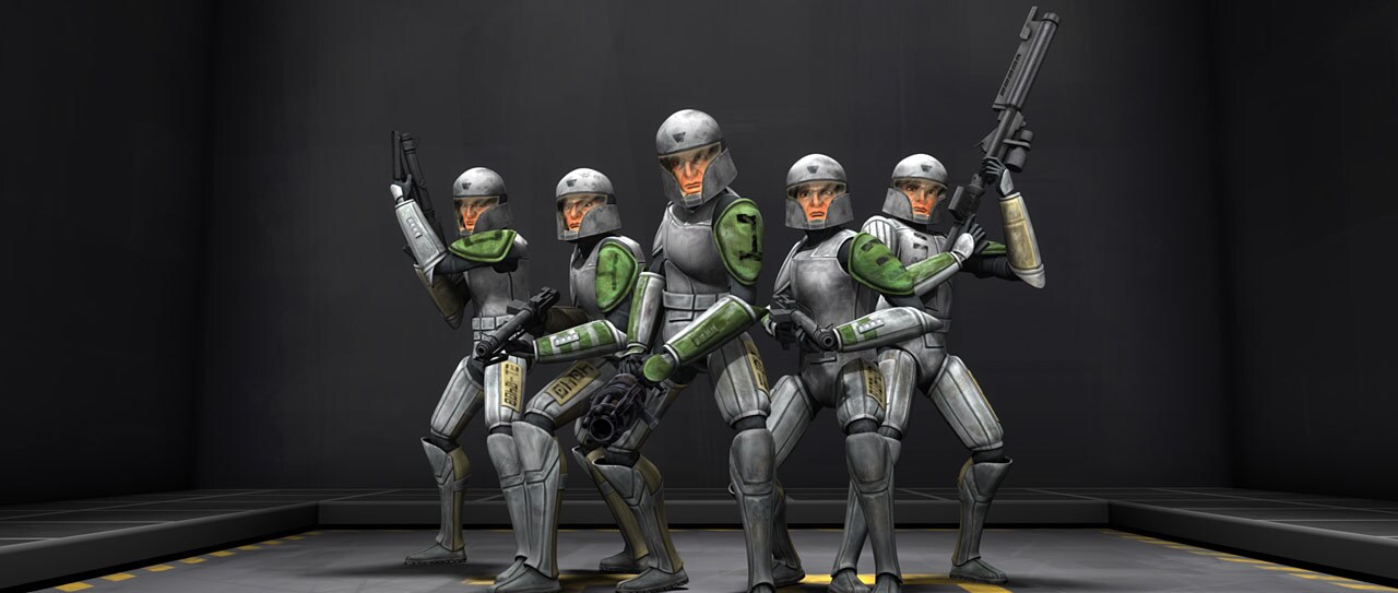 The five clone troopers of Domino Squad.