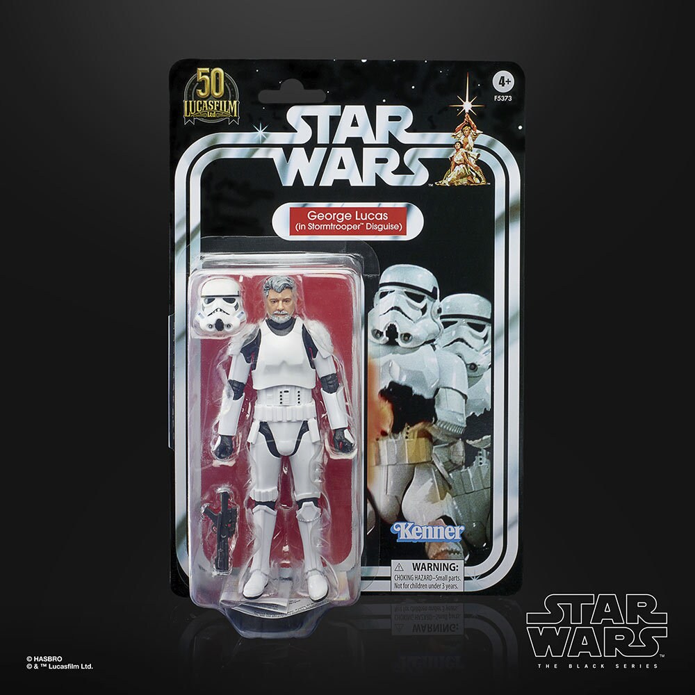 Hasbro’s Star Wars: The Black Series George Lucas with helmet in package 