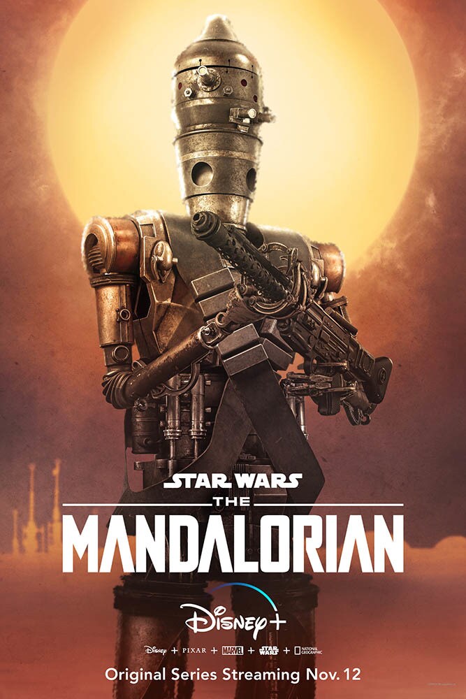 A character poster for The Mandalorian featuring IG-11.