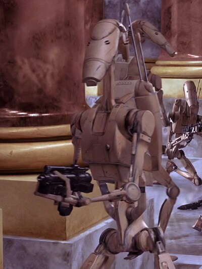 Battle droids on Naboo in The Phantom Menace