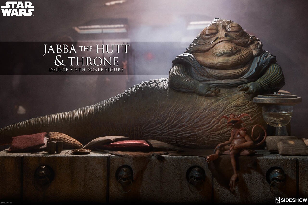 The Jabba the Hutt and Throne Deluxe Sixth Scale Figure set from Sideshow Collectibles.