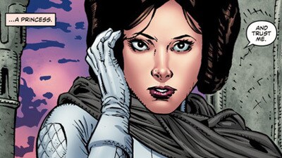 Princess Leia from the second issue of the Star Wars: Rebel Heist comic book.
