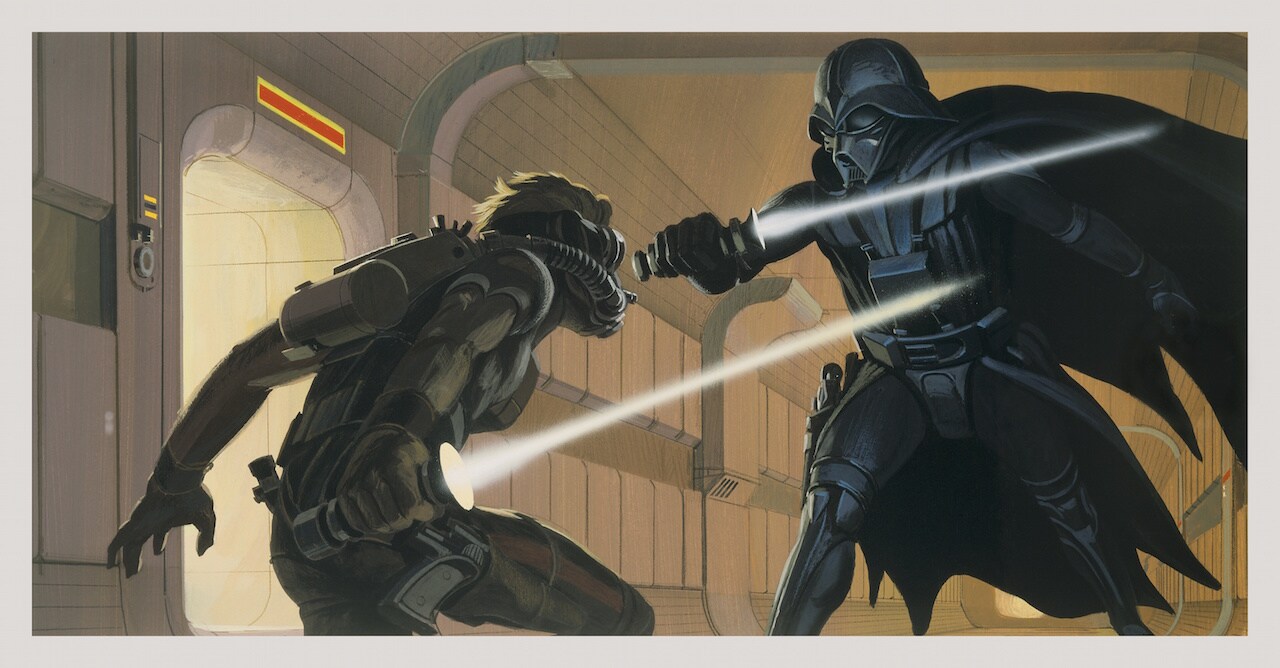 Ralph McQuarrie concept art of Luke vs. Vader