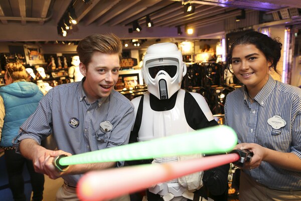LEGOLAND - fans pose with biker troops at the Disney Store