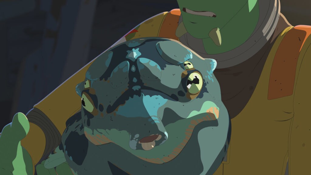 Neeku holds Bibo in Star Wars Resistance.