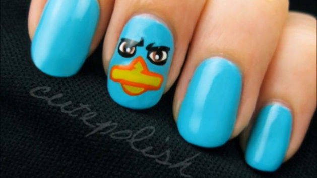 Perry the Platypus (Agent P) Nail Art -- a CutePolish Disney Exclusive