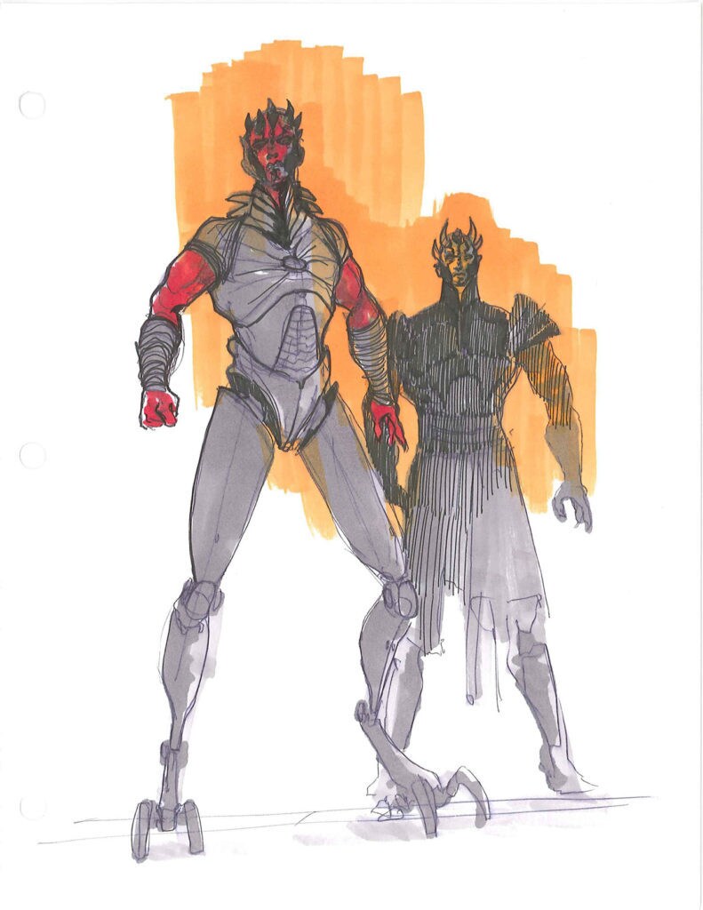 Clone Wars concept art of the resurrected Darth Maul and his brother.