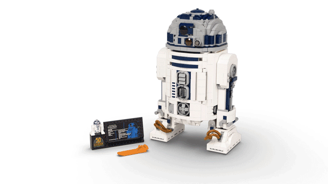 A completed R2-D2 Lego collectable.