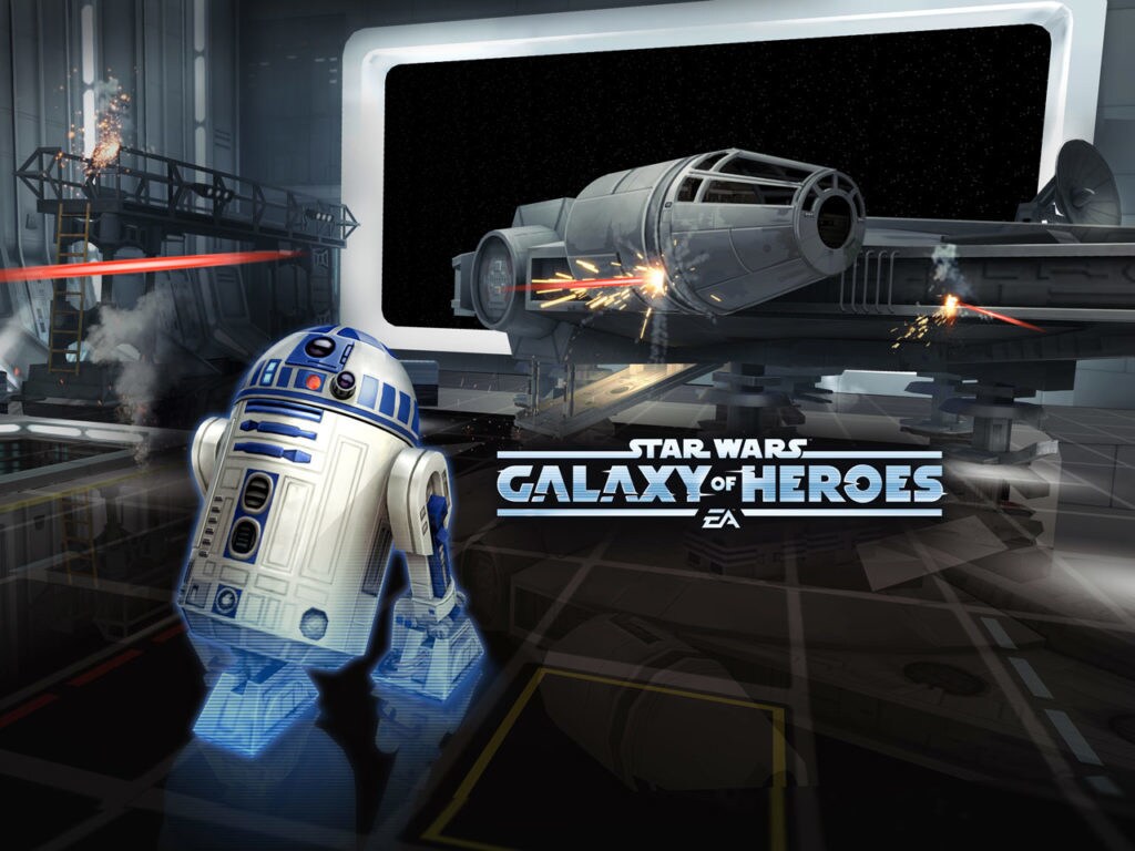 Art for the Star Wars: Galaxy of Heroes game, featuring R2-D2 as a playable character.
