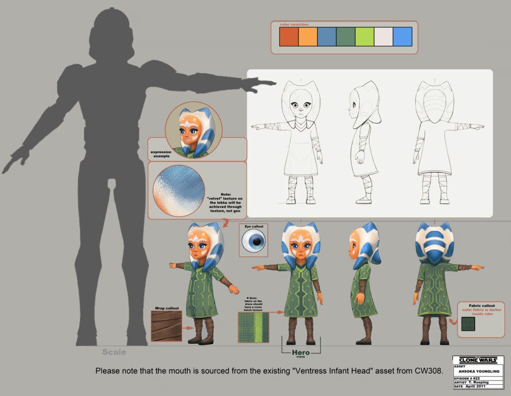 Clone Wars concept art for Youngling Ahsoka Tano.