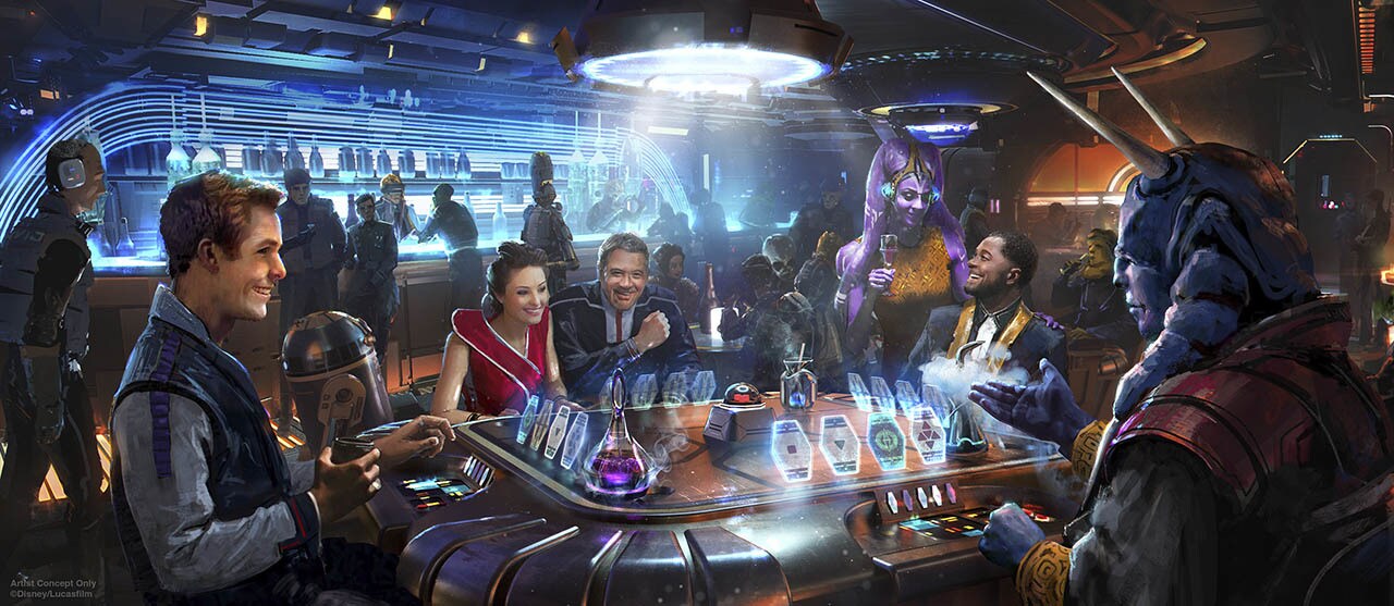Guests can enjoy the Sublight Lounge as part of their stay aboard Star Wars: Galactic Starcruiser, the first-of-its-kind vacation experience debuting March 1, 2022, at Walt Disney World Resort in Lake Buena Vista, Fla. (Disney/Lucasfilm Ltd.)