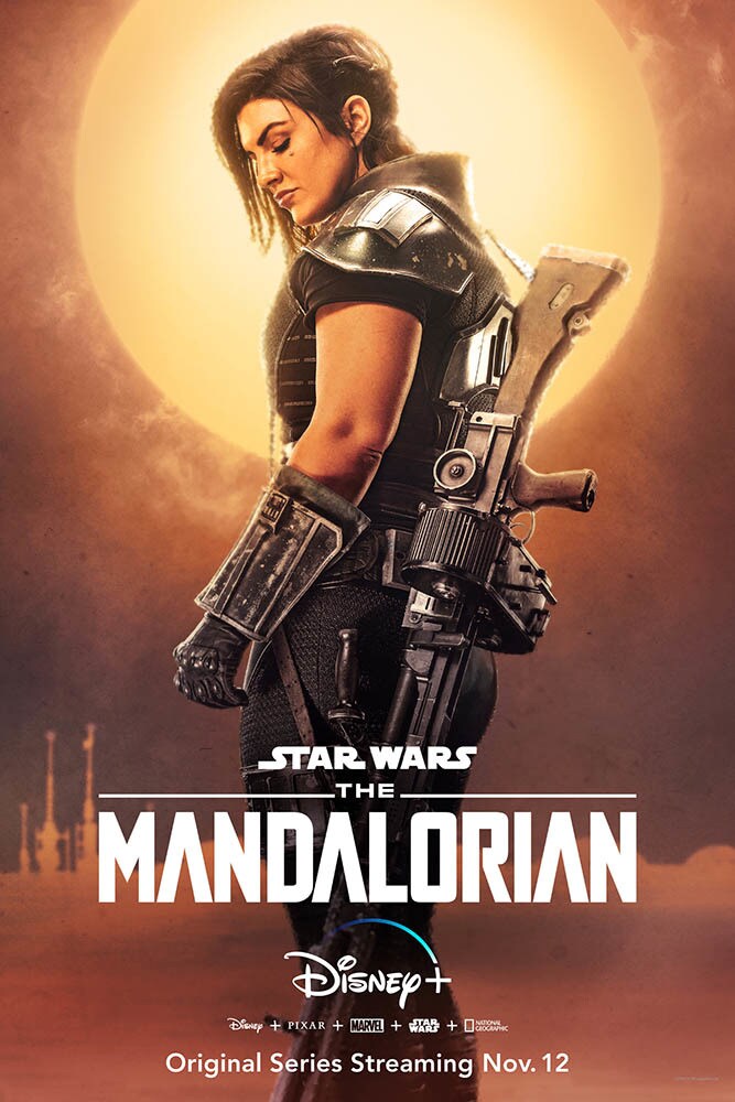 A character poster for The Mandalorian featuring Cara Dune.