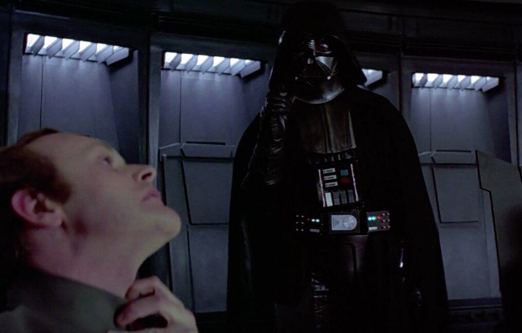 Darth Vader force chokes Admiral Motti in A New Hope.