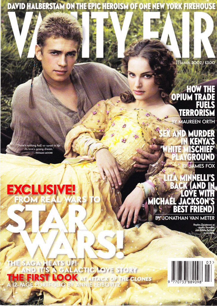 The cover of Vanity Fair's Star Wars special featuring Anakin Skywalker and Padme Amidala.