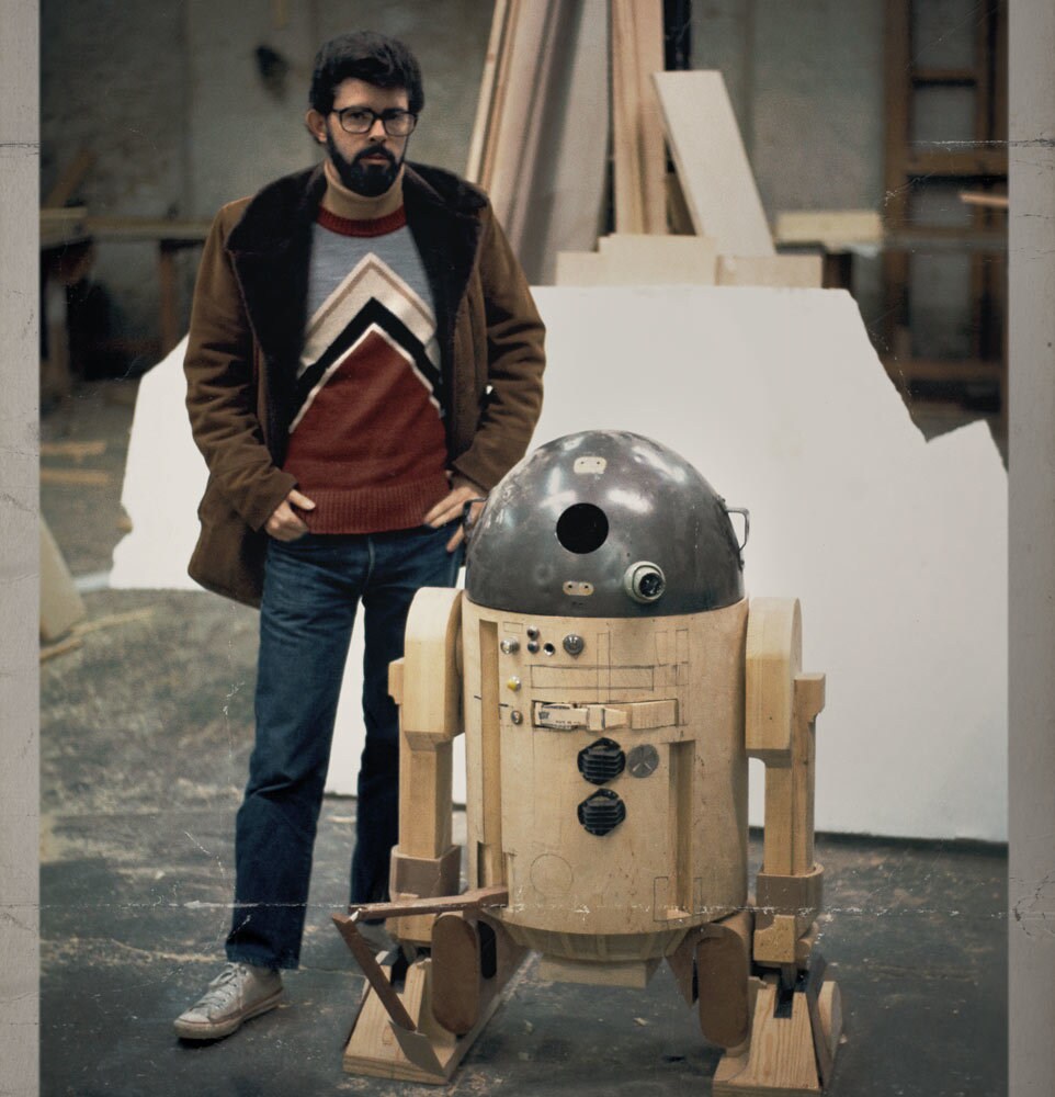 George Lucas with an Astromech droid