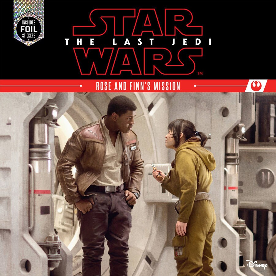 The cover of Rose and Finn's Mission, a Last Jedi young readers novel, featuring the title characters in a scene from the movie.