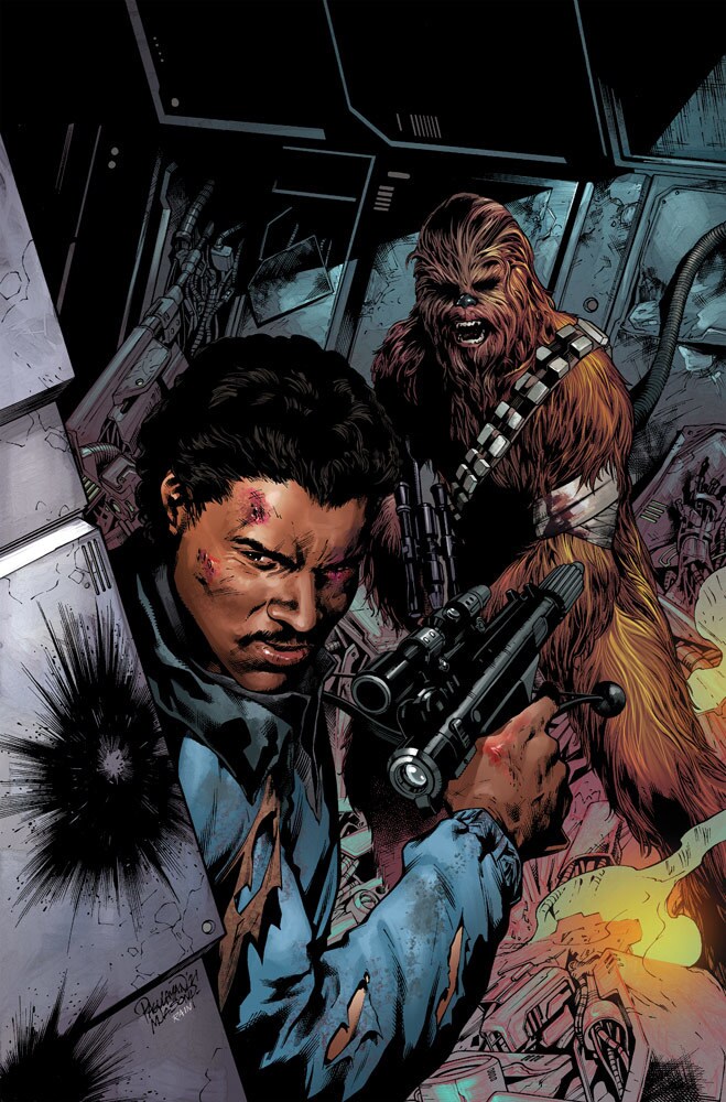 Lando Calrissian and Chewbacca on the cover of Marvel's Star Wars #14