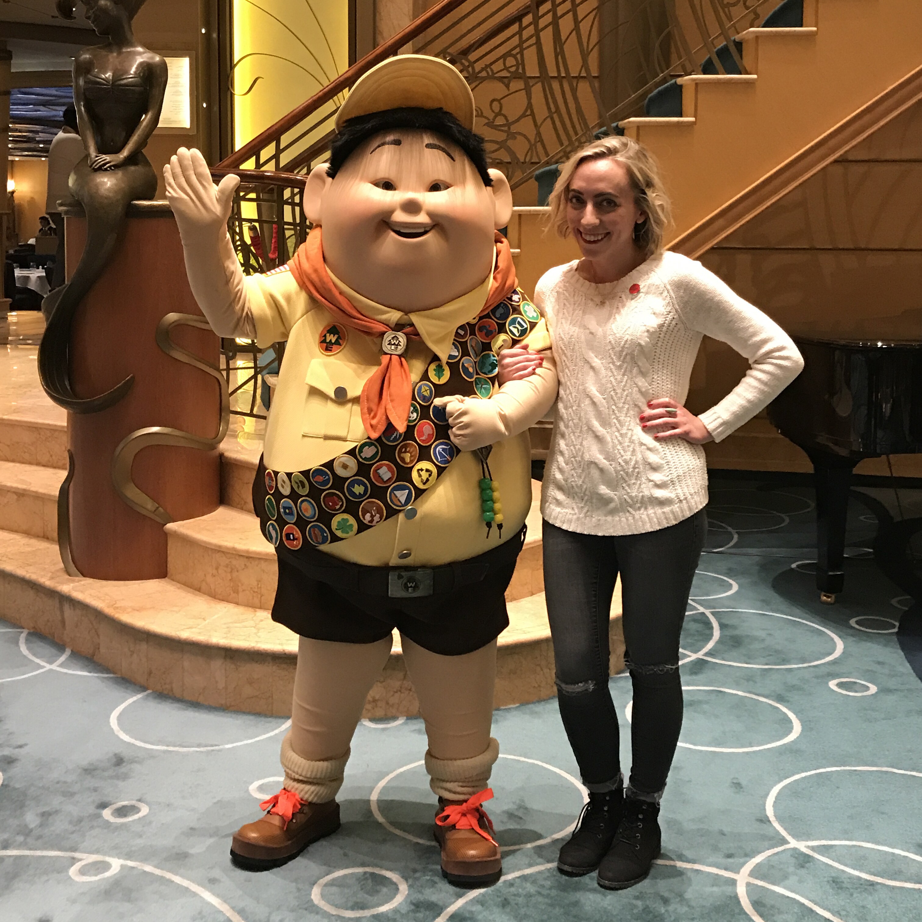 Russell from UP and Oh My Disney Host Michelle Lema on the Disney Wonder