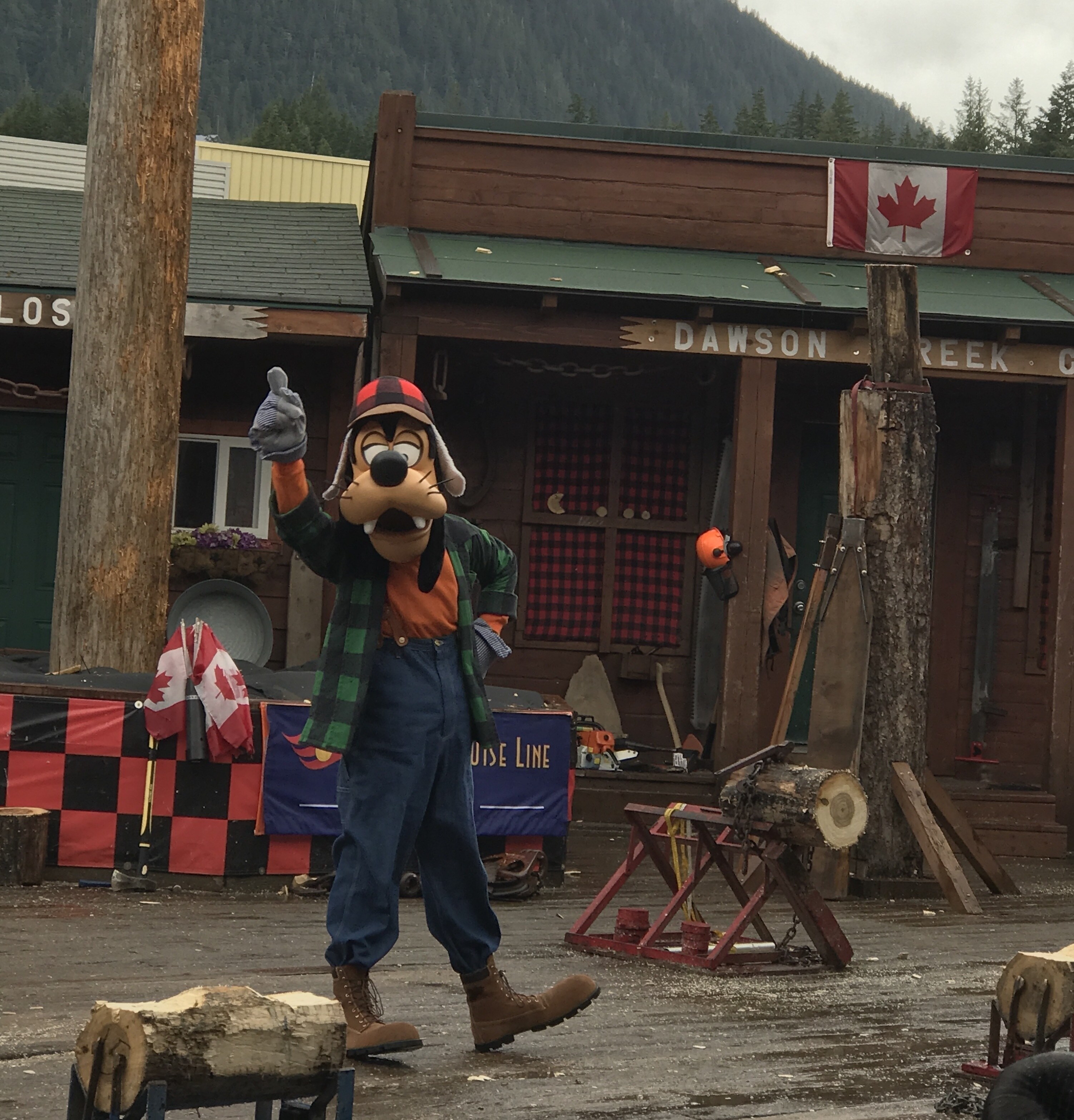 Goofy at the Ketchikan Lumberjack Show Excursion on the Disney Wonder Alaska Cruise 