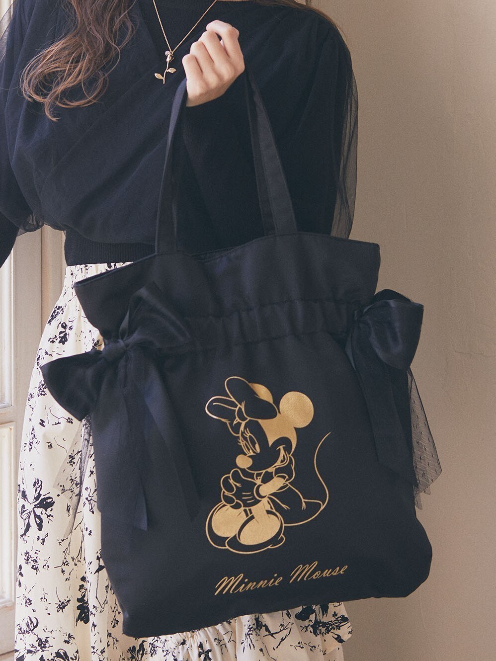 Maison de FLEUR Disney Collection「Minnie Mouse」ダブルリボントートバッグ