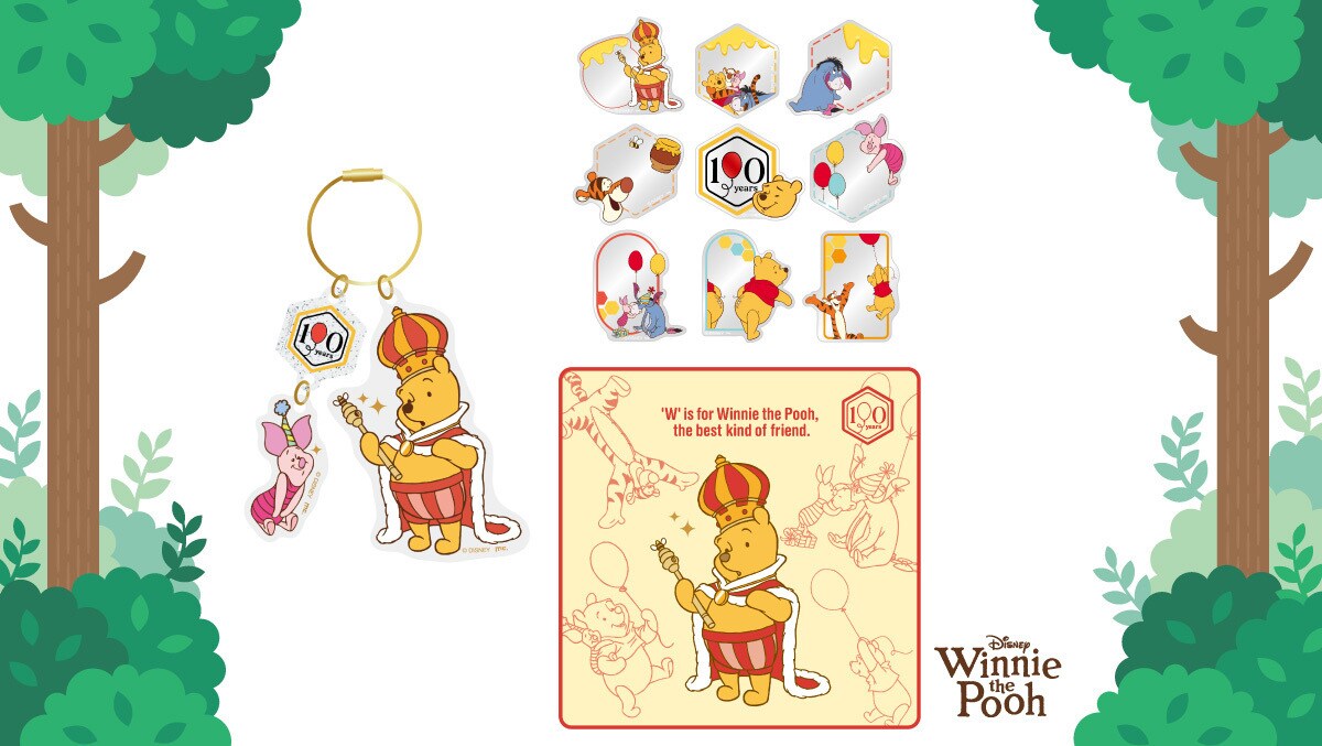 【100周年お祝いデザイン!】アクリルワイヤーキーリング/プリントタオルハンカチ/コレクションミラーステッカー