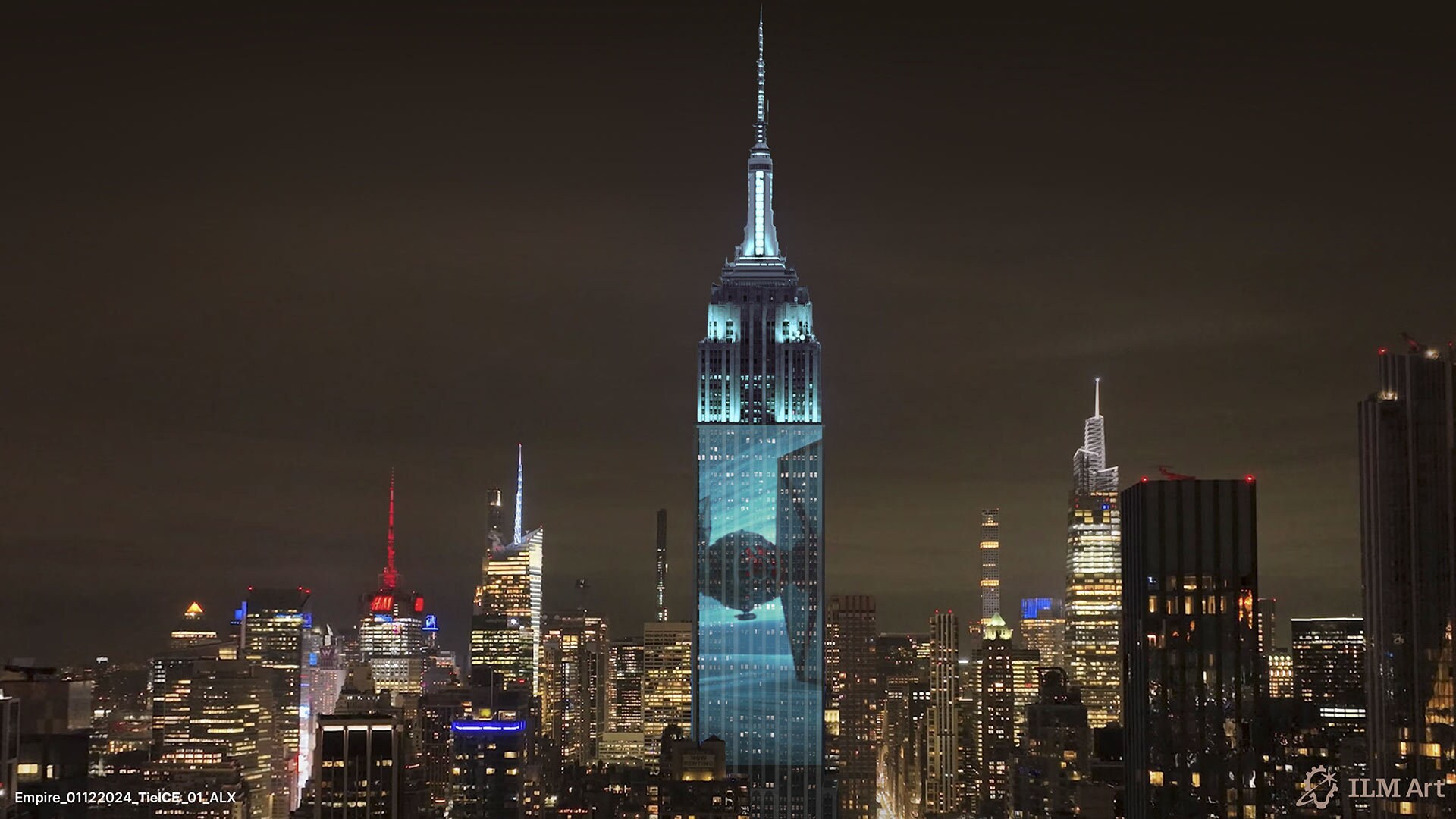 Concept art for the Empire State Building's dynamic light show for "Imperial March."