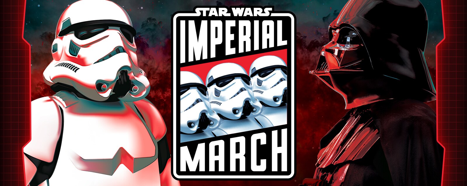 “Imperial March” product program key art featuring stormtroopers and Darth Vader.
